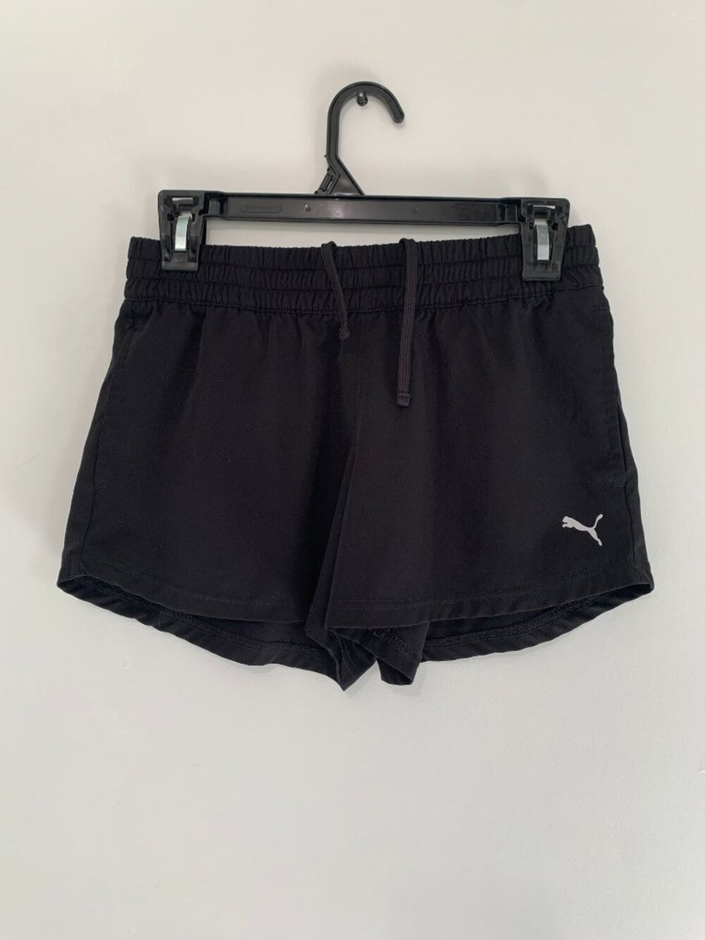Puma Athletic Shorts Womens Small Black Workout Gym Running Drawstring Active